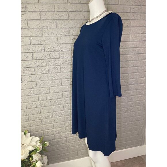 J.Jill Wearever Collection Deep Sea Inverted Back Pleat Women Shift Dress Size X - Picture 4 of 9